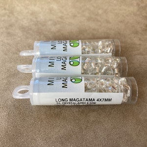 LMA-1, S/L Crystal, 3 Tube Lot, Long Magatama, 4x7mm