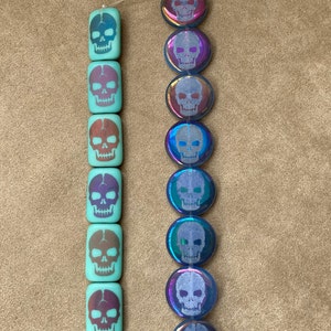 Skull Beads, Laser Etched Czech Glass, 16-18mm