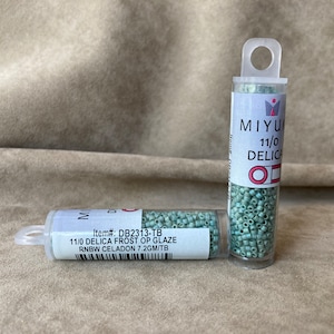 Delica 11/0, DB2313, Frosted Opaque Glazed Rainbow Celadon by Miyuki