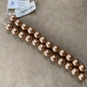 Set of 2, Czech Glass Pearl, Bronze, 10mm Round by Preciosa