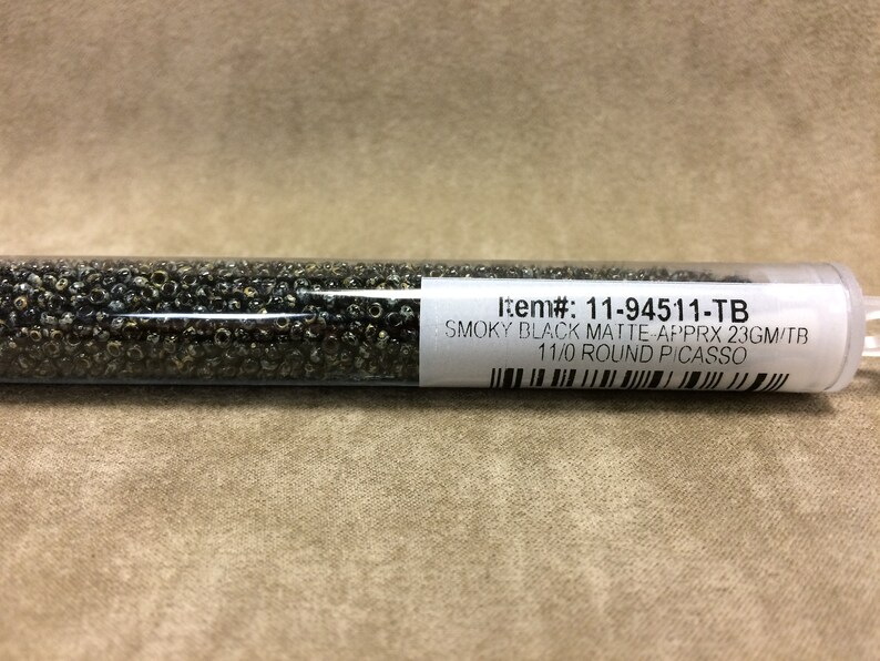 110 Seed Bead by Miyuki Smoky Black Matte Picasso 11-94511