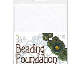 May include: A white sheet of Bead Smith Beading Foundation, a material for bead embroidery, cabochon beading, sewing, and other crafts. The sheet is 13 inches by 13 inches.