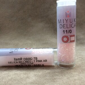 Delica 11/0, DB082, Lined Light Pink AB by Miyuki