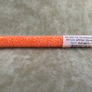 8-9138FR, Matte Transparent Orange AB, 8/0 Seed Bead by Miyuki