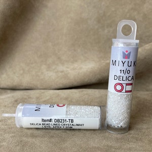 Delica 11/0, DB231, White Luster Lined Crystal by Miyuki