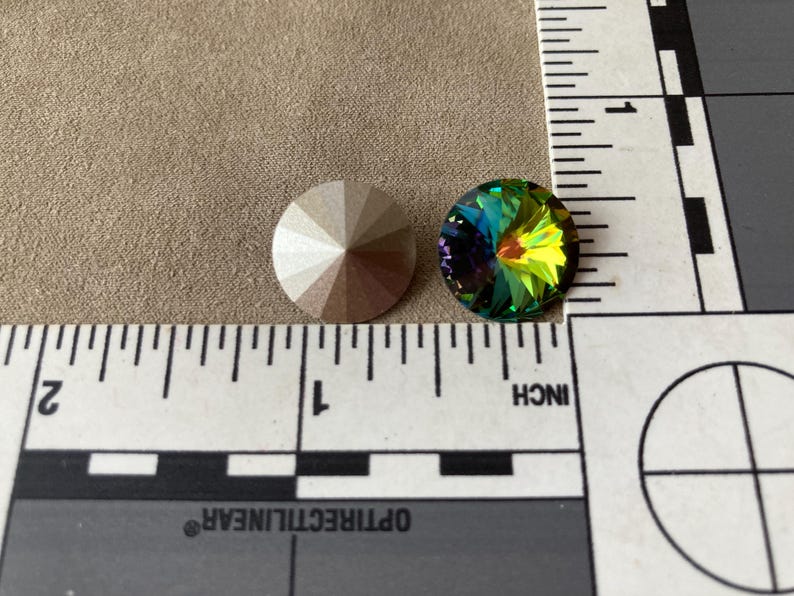 6 pc Set, Swarovski Article 1122, Crystal Vitrail Medium Foiled Rivoli, 14mm image 2