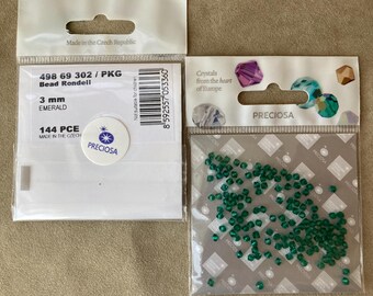Preciosa 3mm Bicone, Emerald, #144