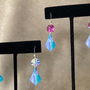 Monet&#39;s Water Lilies Earrings, Swarovski Accented & Sterling Silver Earwires