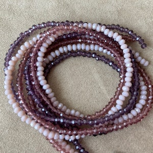 Set of 3, 3x2mm Chinese Crystal Rondelle Strand, Pansy Mix