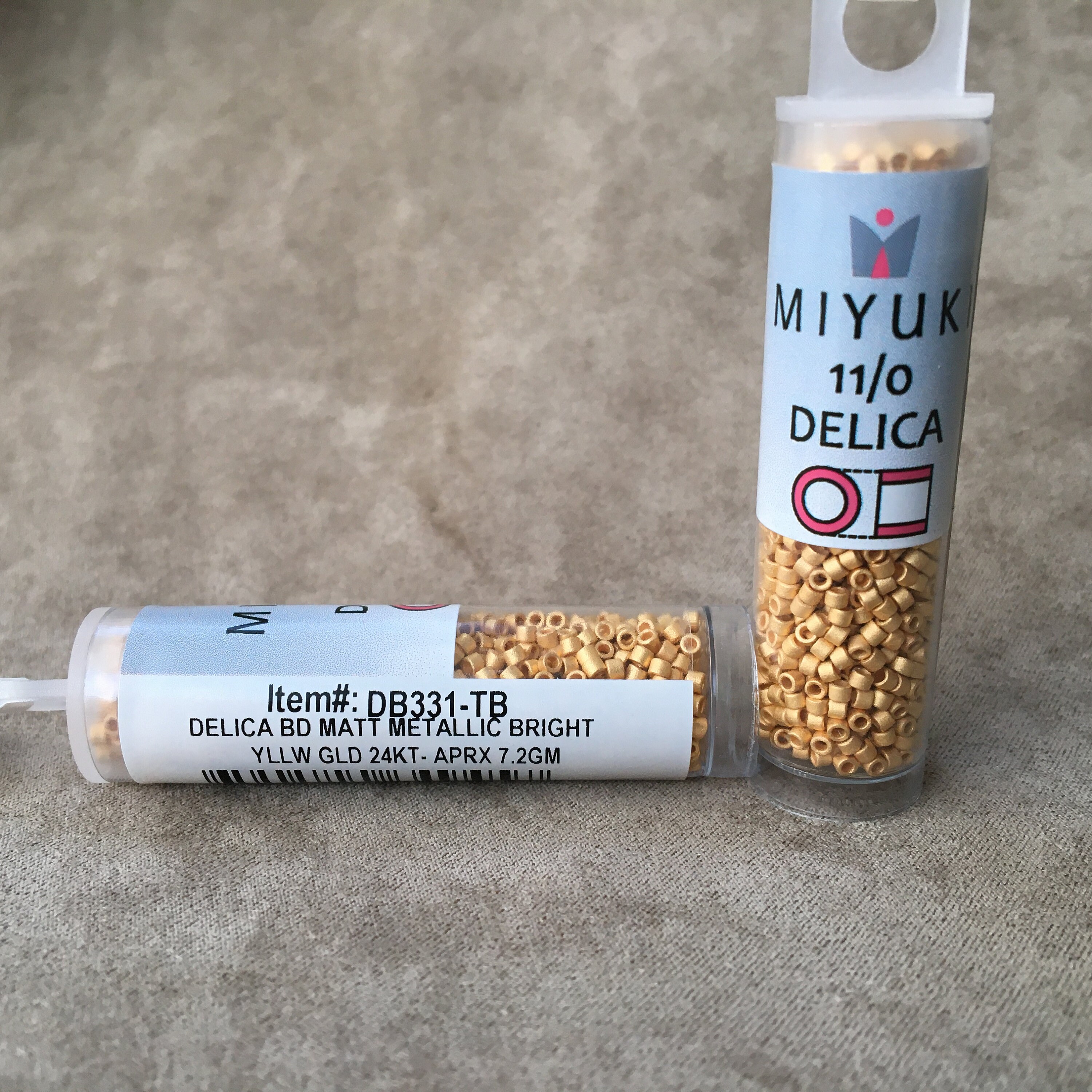Miyuki Delica Seed Beads 11/0 - Matte Metallic Bright Yellow 24K Gold DB331 7.2 Grammes