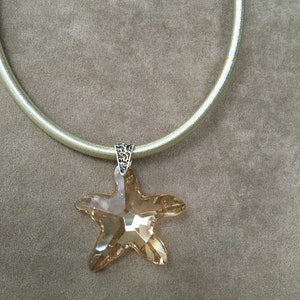 Swarovski Faceted Starfish Pendant, Article 6721, 41x40mm, Crystal Golden Shadow, pendant only