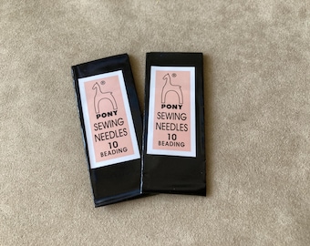 2 Pack Set, Pony Size 10 Beading Needle, #25 per pack, Made in India, 2.125"