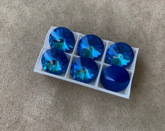 Set of 6, Swarovski Art. 1122, Crystal Royal Blue Delite, 14mm