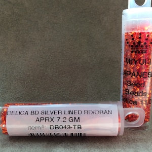 Delica 11/0, DB043, Silver Lined Red Orange by Miyuki