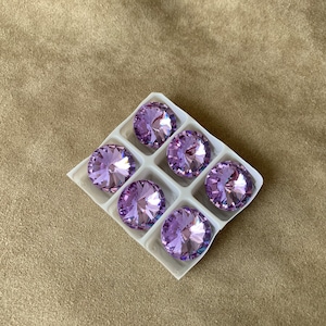 Set of 6, Preciosa MC Violet Foiled, 14mm Rivoli