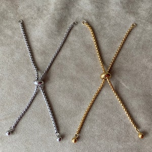 Adjustable Slider Bracelet Assembly Partially Finished Bracelet Ending, Stainless Steel, Your Choice of Finish