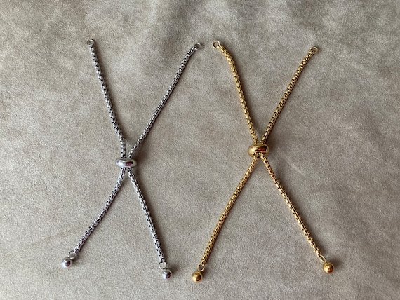 Adjustable Slider Bracelet Assembly Partially Finished Bracelet Ending, Stainless Steel, Your Choice of Finish