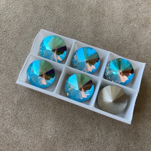 Set of 6, Swarovski Art. 1122, Black Diamond Shimmer Foiled, 12mm