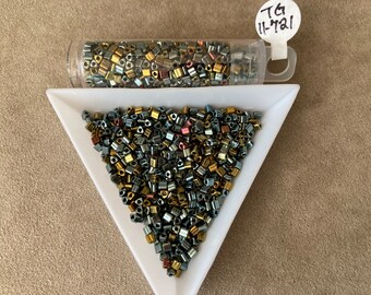 Triangle, 11-721, Galvanized Blue Gold, 11/0 Seed Bead by Toho