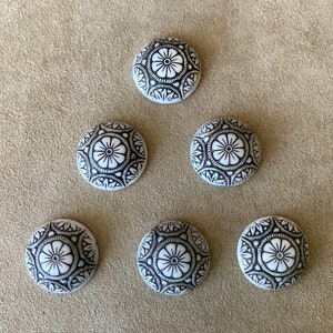 SET OF 2, Czech Flat Back Glass Round Floral Button Cabochon, 18mm