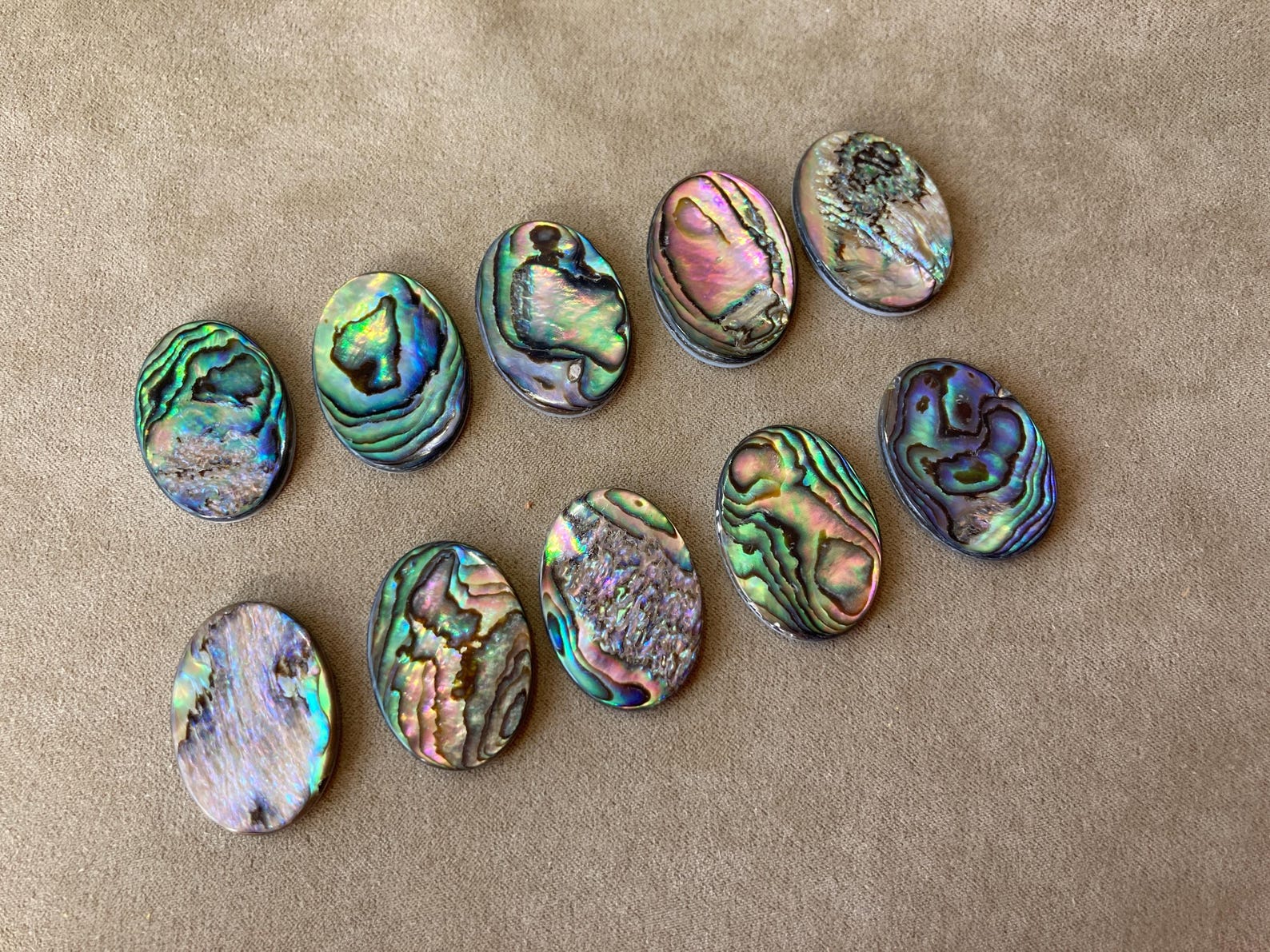 Abalone (front) / White Shell (back) Flat Back Cab, 25x18x3mm Oval ...