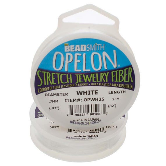 Opelon 0.7mm White Stretch Jewelry Cord, 25 meter Spool