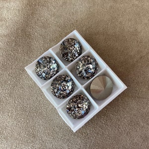 Lot de 6, Swarovski Art. 1122, métallisé patiné noir cristal, 12 mm