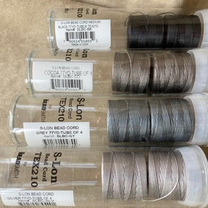 S-Lon Bead Cord TEX210, Grays & Black, 77 Yard Spool