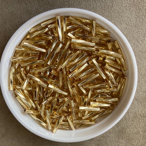 Twist Bugle Bead, 12mm / Size 4, TW2712-3, Silver Lined Gold, by Miyuki