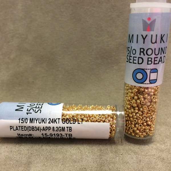 15-9193, 24KT Gold Light Plated, 15/0 Seed Bead by Miyuki
