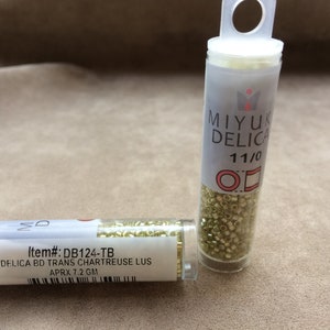Delica 11/0, DB124, Transparent Chartreuse Luster by Miyuki