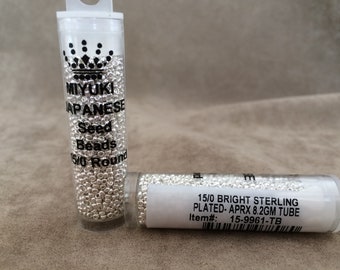 15-9961, Bright Sterling Plated, 15/0 Seed Bead by Miyuki