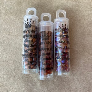 Matte Raspberry Topaz Assortment, 3 Tube Lot, Long Magatama, 4x7mm