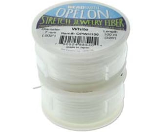 Opelon White 0.7mm Stretch Jewelry Fiber, 100 meter Spool