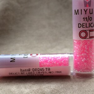 Delica 11/0, DB245, Lined Crystal Medium Pink by Miyuki