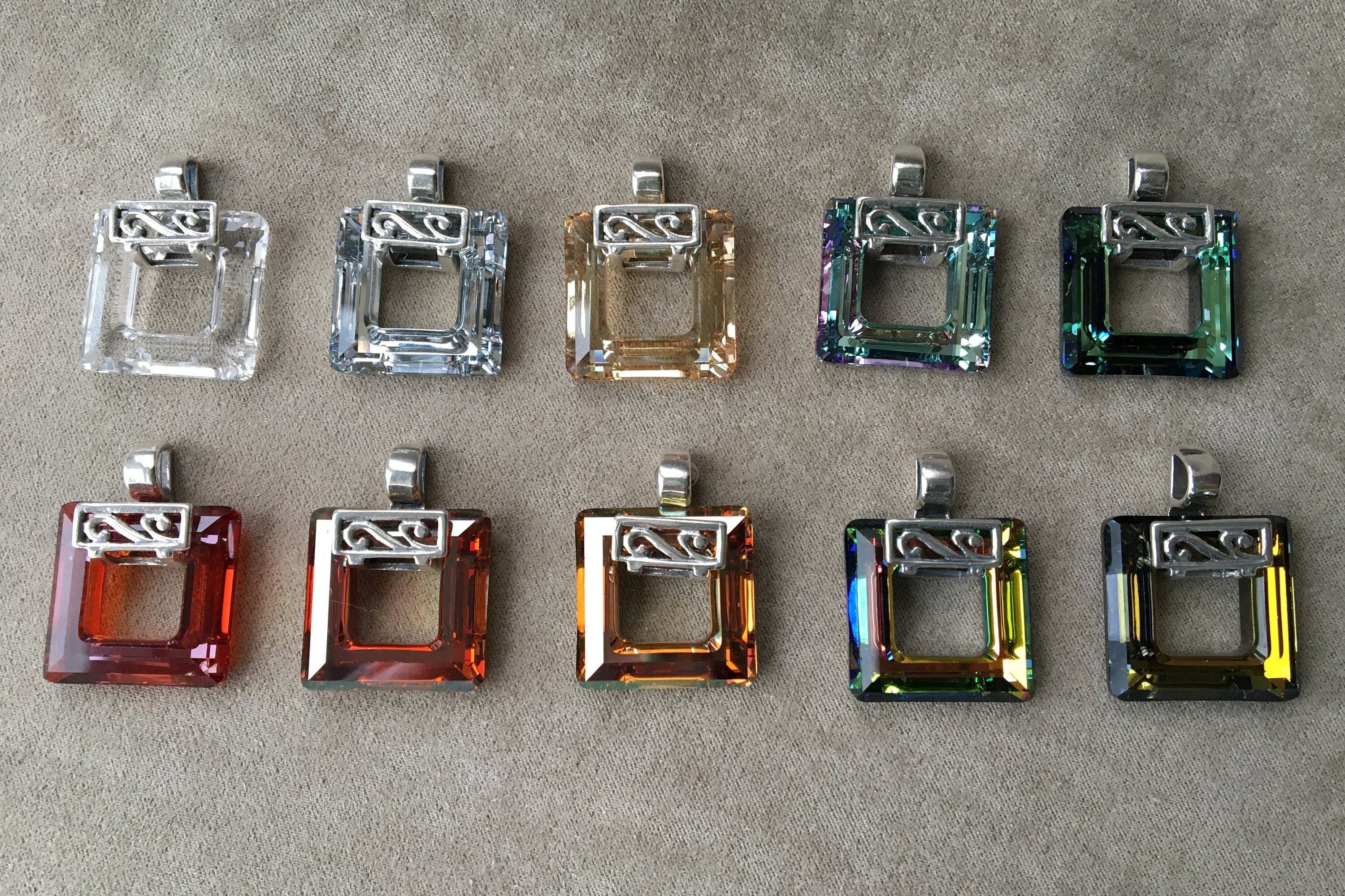 Swarovski Cosmic Square Pendant, Article 4439, 20mm, Sterling Bail, 10…