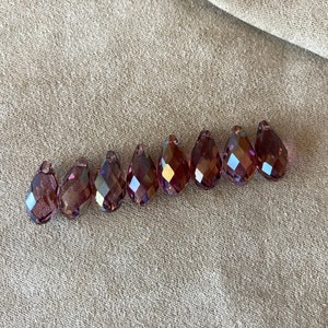 Set van 8, Swarovski-kunst. 6010, Briolette kristallen hanger, kristal lila schaduw, 13 x 6,5 mm