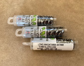 LMA-451, Gunmetal, 3 Tube Lot, Long Magatama, 4x7mm