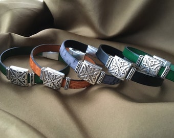 Leather Bracelet Kit, Square Celtic Knot Focal