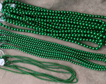 Czech Glass Pearl, Holiday / Christmas Green, 2, 4mm & 6mm Round