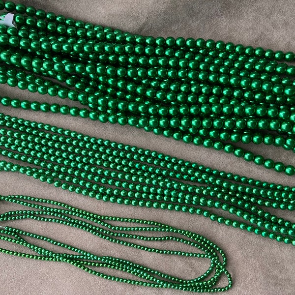 Czech Glass Pearl, Holiday / Christmas Green, 2, 4mm & 6mm Round