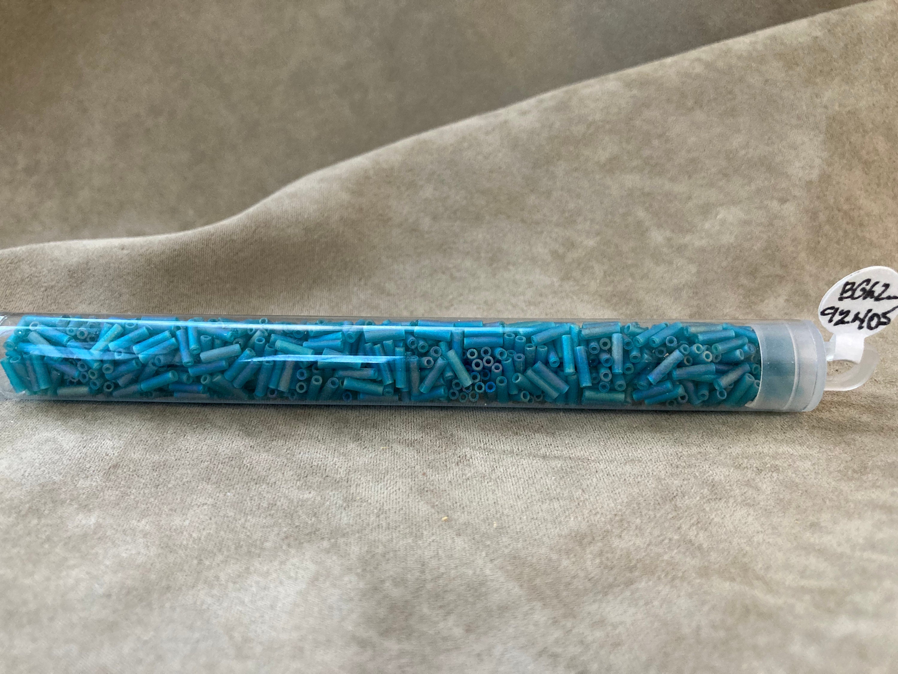 Bugle Bead, 6mm / Size #2, BGL2-2405FR, Matte Tr. Teal AB by  display picture 3