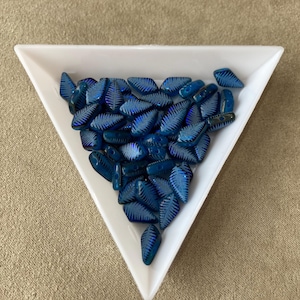 Kite Bead, Indigo Blue Laser Feather, Color 22203F, Czech 2 Hole Bead, 45 pieces