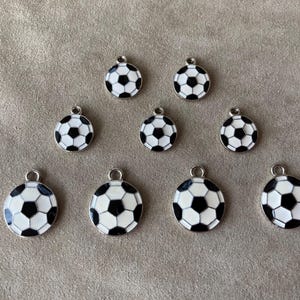 Enameled Soccer Ball Charm, 2 sizes, 21x17mm or 16x12mm, Sold by the Piece