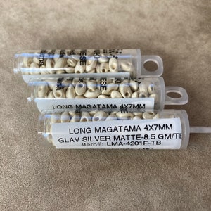 LMA-4201F, Matte Galvanized Silver, 3 Tube Lot, Long Magatama, 4x7mm