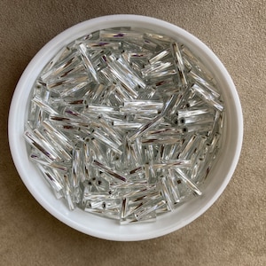 Twist Bugle Bead, 12mm / Size 4, TW2712-1, Silver Lined Crystal, by Miyuki