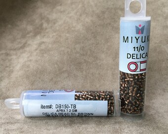 Miyuki Delica 11/0 Glass Beads - Brown Silver Lined, 50g Bag, Japanese Cylinder Seed Beads