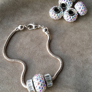 Swarovski Becharmed Pave Cabochon Large Hole Bead, Article 1805, Crystal AB, 14x9mm, BEAD ONLY