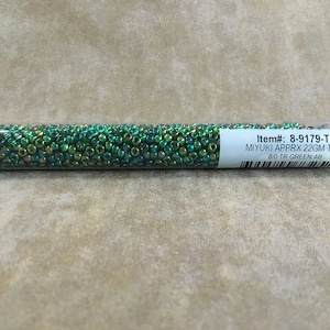8-9179, Transparent Green AB, 8/0 Seed Bead by Miyuki