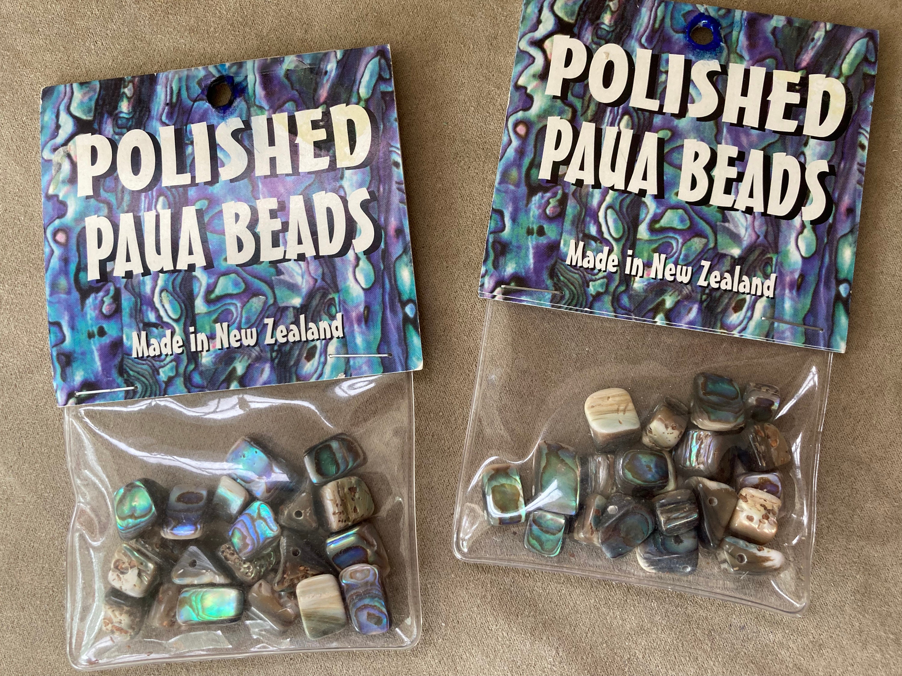 Polished Paua Beads, 3 sided Nuggets, Approximately 20 pieces